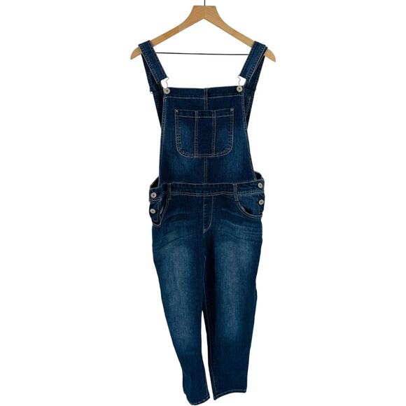 Wallflower Denim Stretch Overalls Jumpsuit Blue Wash Cotton Blend Size XL - Picture 1 of 11